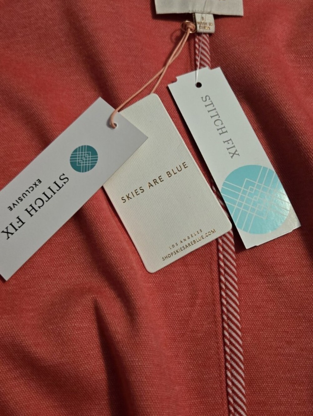 Skies Are Blue Coral-Red Knit Open-Front Blazer - Picture 3 of 4